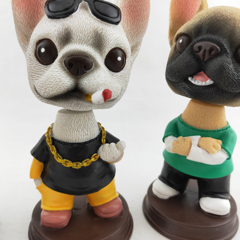 树脂摇头狗工艺品摆件 酷狗汽车摆件弹簧摇摆法斗详情13