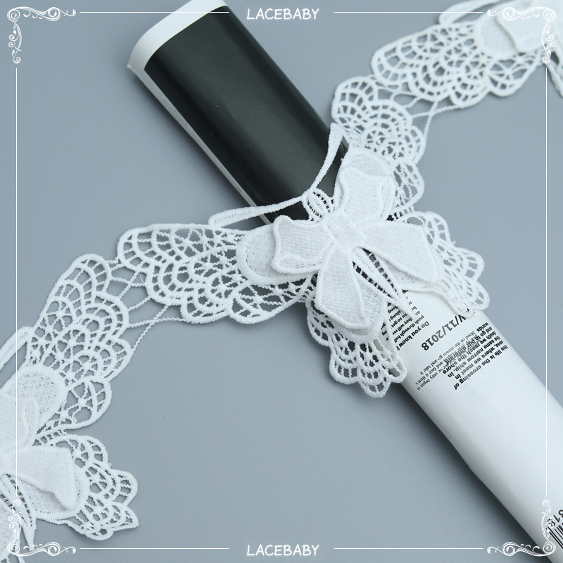Embroidered water-soluble lace clothing accessories, white polyester wholesale, handcrafted factory stock, decorative butterfly lace pic 9
