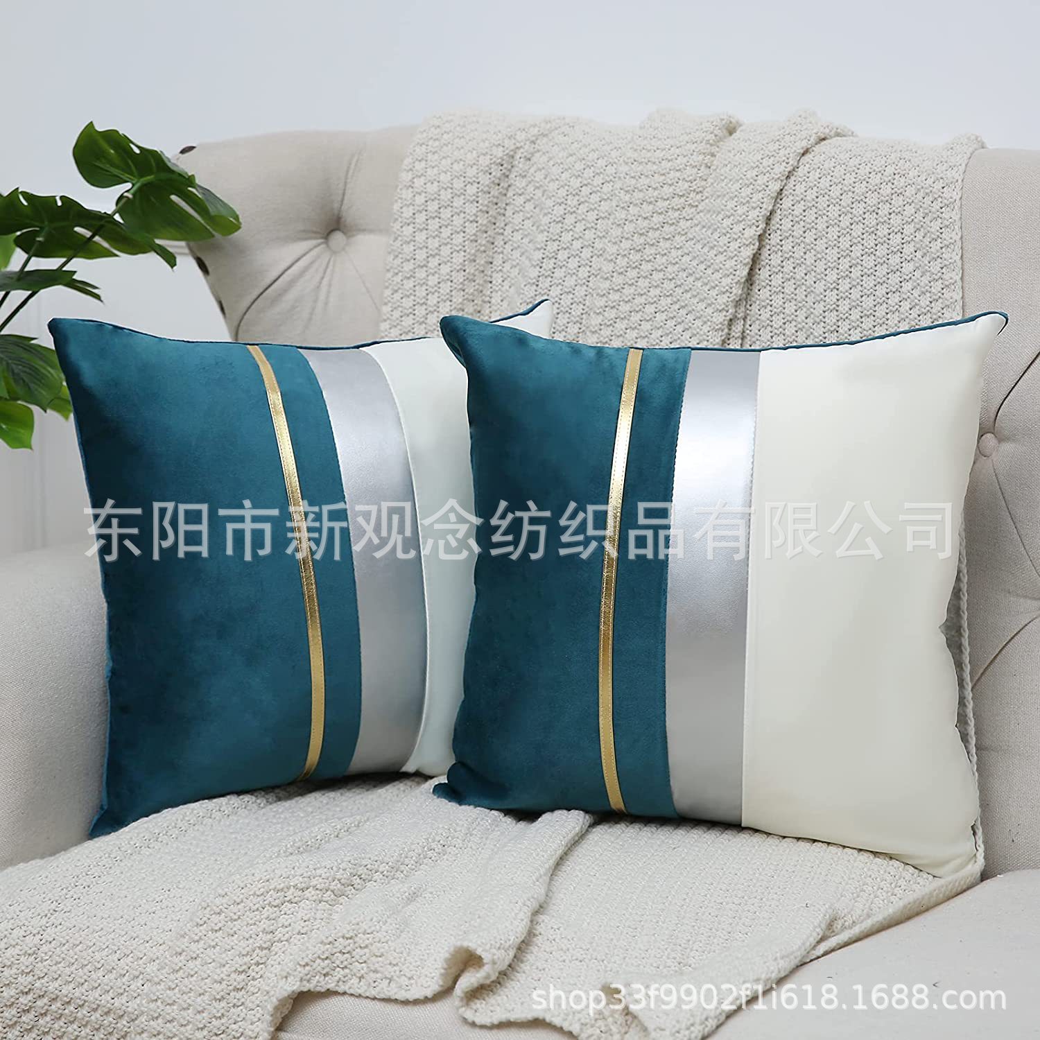 New gold bar spliced pillowcase, silver bar cushion, Dutch fleece pillowcase, velvet pillow, factory direct sales pic 16