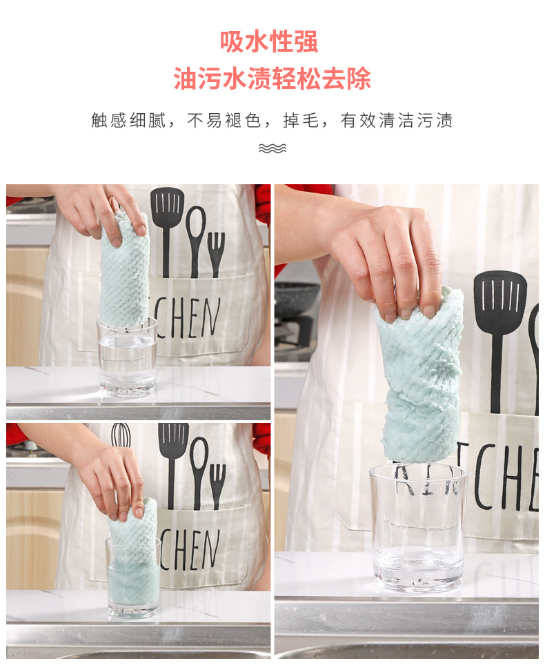 Factory direct sales [5 items] Teak solid color lazy dishcloths, household cleaning products, thickened kitchen cloths pic 9