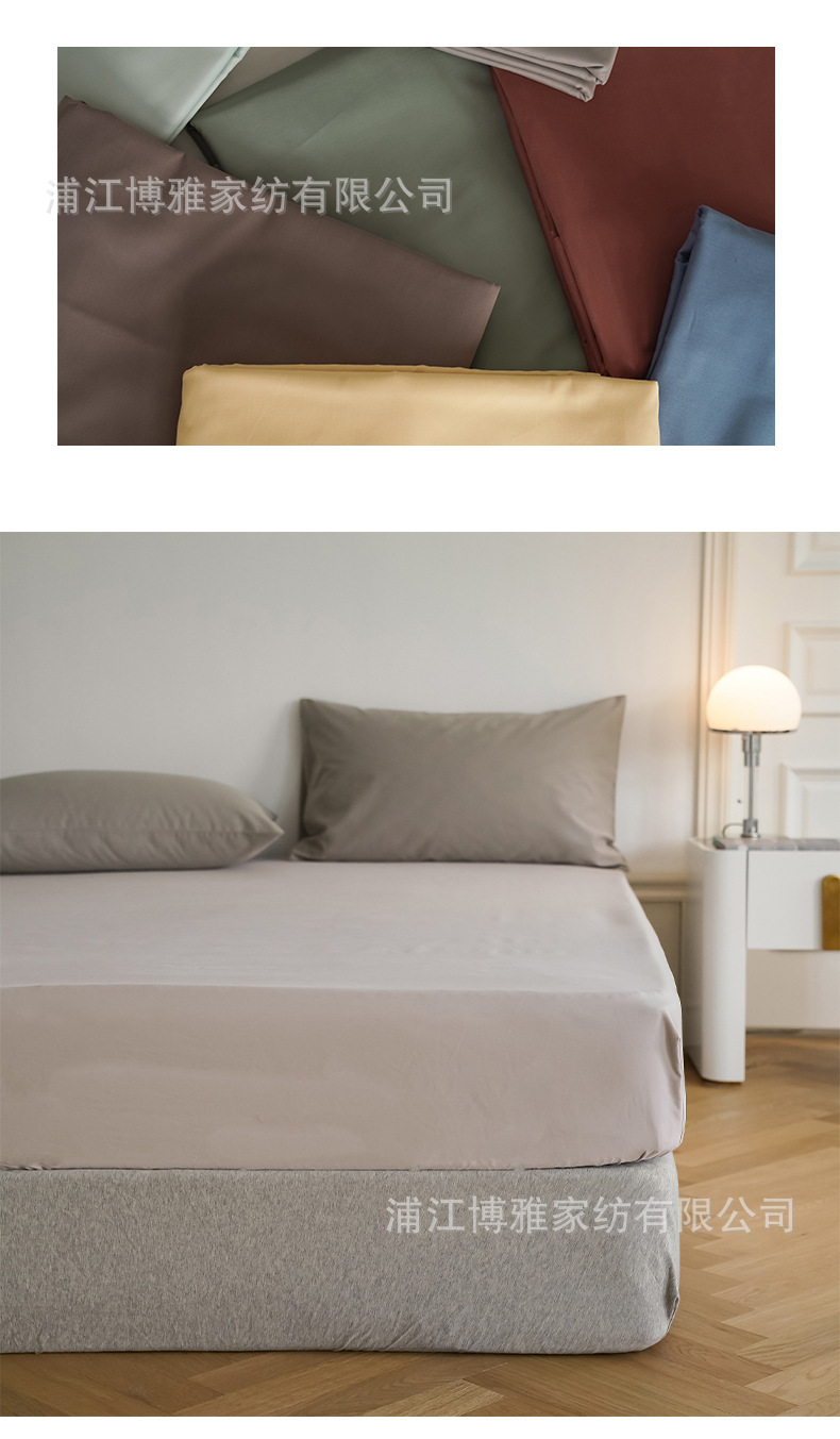 Wholesale of modern, simple and light luxury 100-count Gongsatin high-count dense all-cotton brushed bed sheets, bed linens and bedding items pic 17