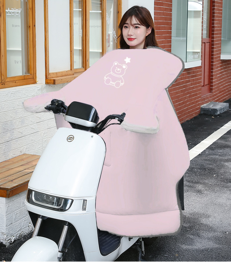 网红粉色少女心挡风被日系ins高颜值防风被冬季保暖骑行护身被套详情26