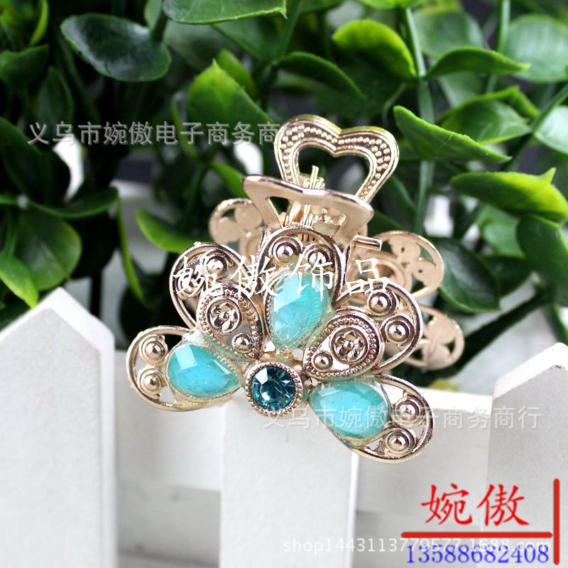 Alloy diamond-encrusted small claw clips, grab clips, hair clips, gold and silver, Yiwu two-yuan store small commodity headwear wholesale pic 50