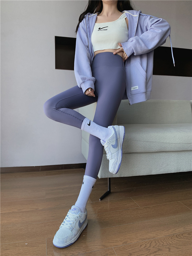 Nude shark pants for women, autumn Barbie pants, coffee-colored high-waisted, belt-cinching and hip-lifting yoga base tights pic 21