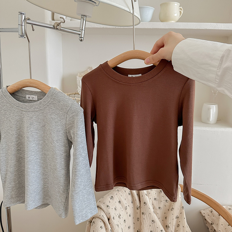 A white long-sleeved loose T-shirt for children, a cute base layer, top and mask T-shirt for boys, girls and babies in spring and autumn pic 13