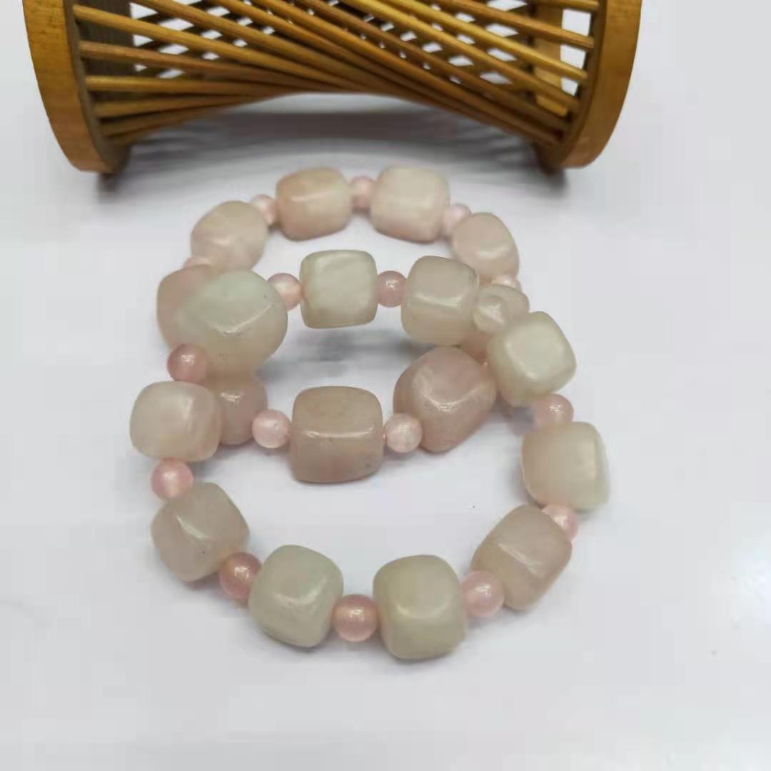 Factory wholesale of natural square rose quartz irregular combination bracelets, diy rose quartz bracelets, Buddhist prayer beads and fortune-changing jewelry pic 10