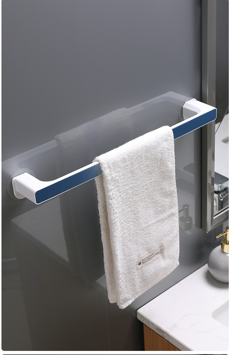 免打孔卫生间浴室吸盘北欧简约创意浴巾架置物架壁挂毛巾杆详情15