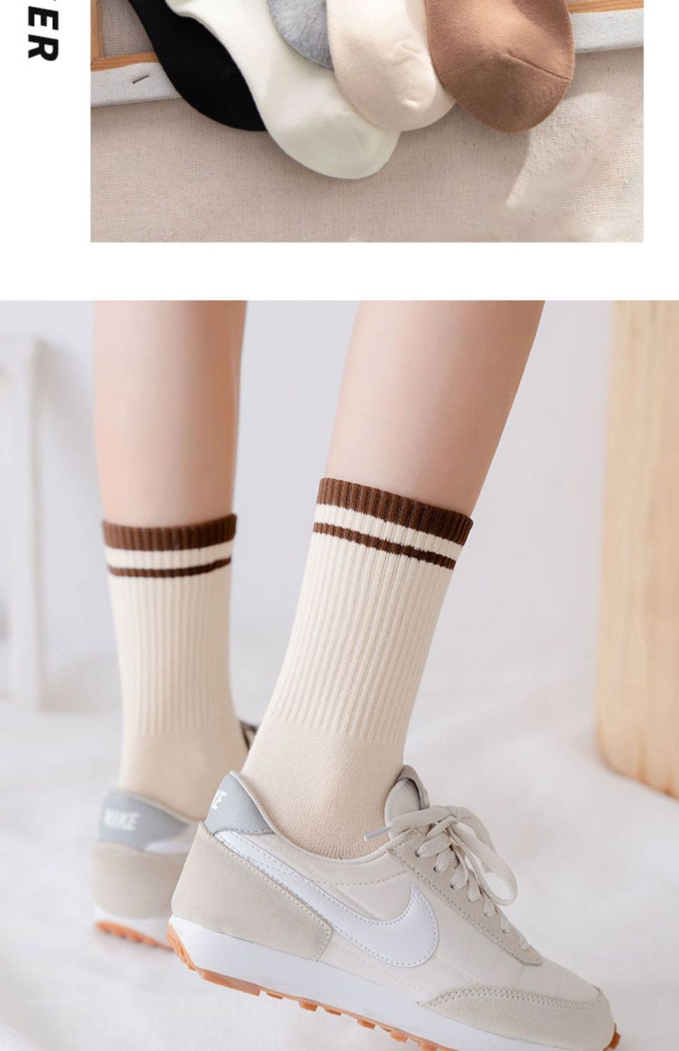 袜子地摊一件代发袜子男女士同款纯色棉中筒袜百搭条纹长袜运动休闲运动潮袜棉批发一件代发详情14