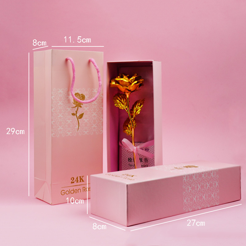情人节24K彩金金箔玫瑰康乃馨 圣诞节玫瑰带礼盒活动赠品批发母亲节礼品详情1