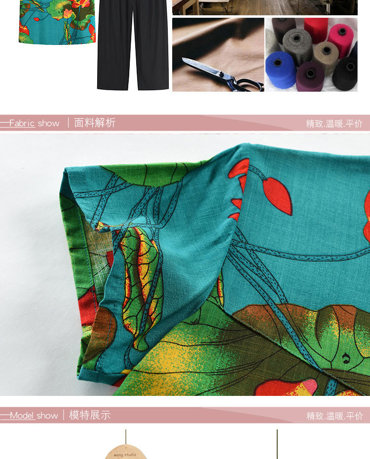 Two-piece summer suit for middle-aged and elderly women, summer set for mothers, new short-sleeved T-shirt top for 50-60 years old pic 5