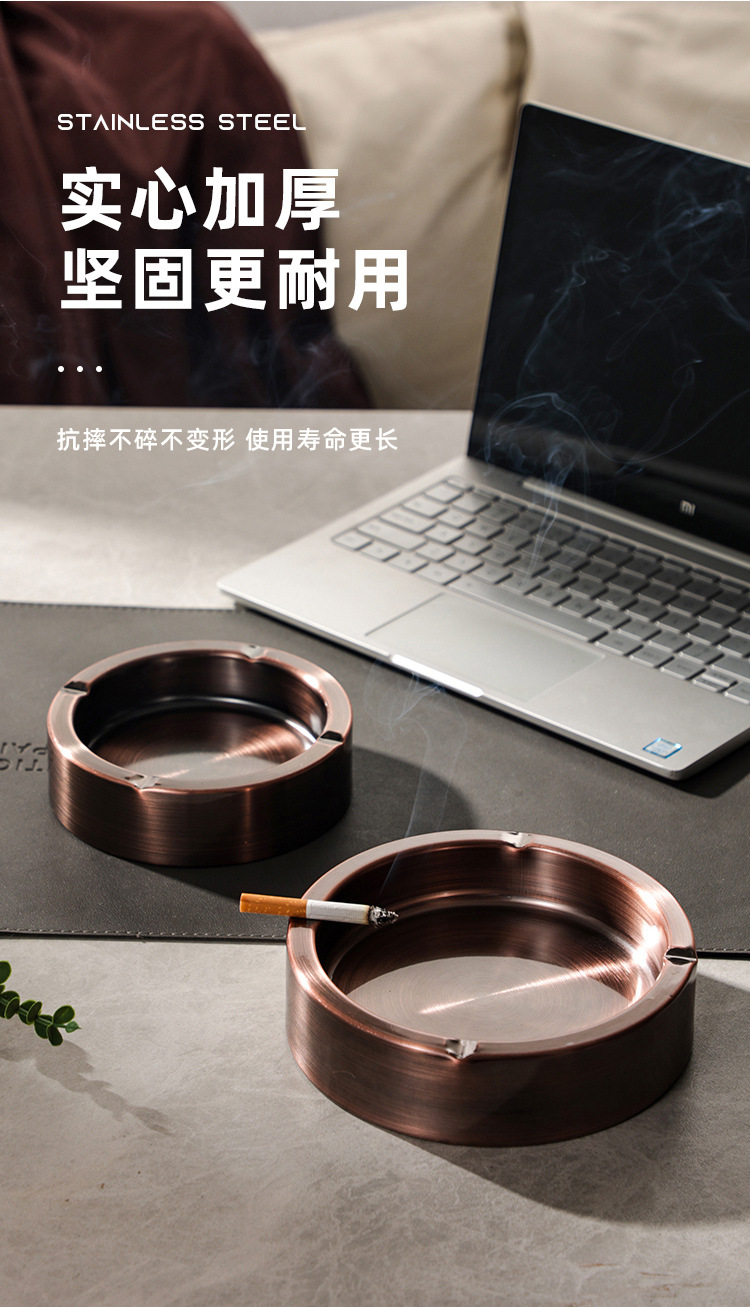 不锈钢烟灰缸加厚反边烟灰缸店餐厅烟碟网咖网吧圆形烟灰缸详情11