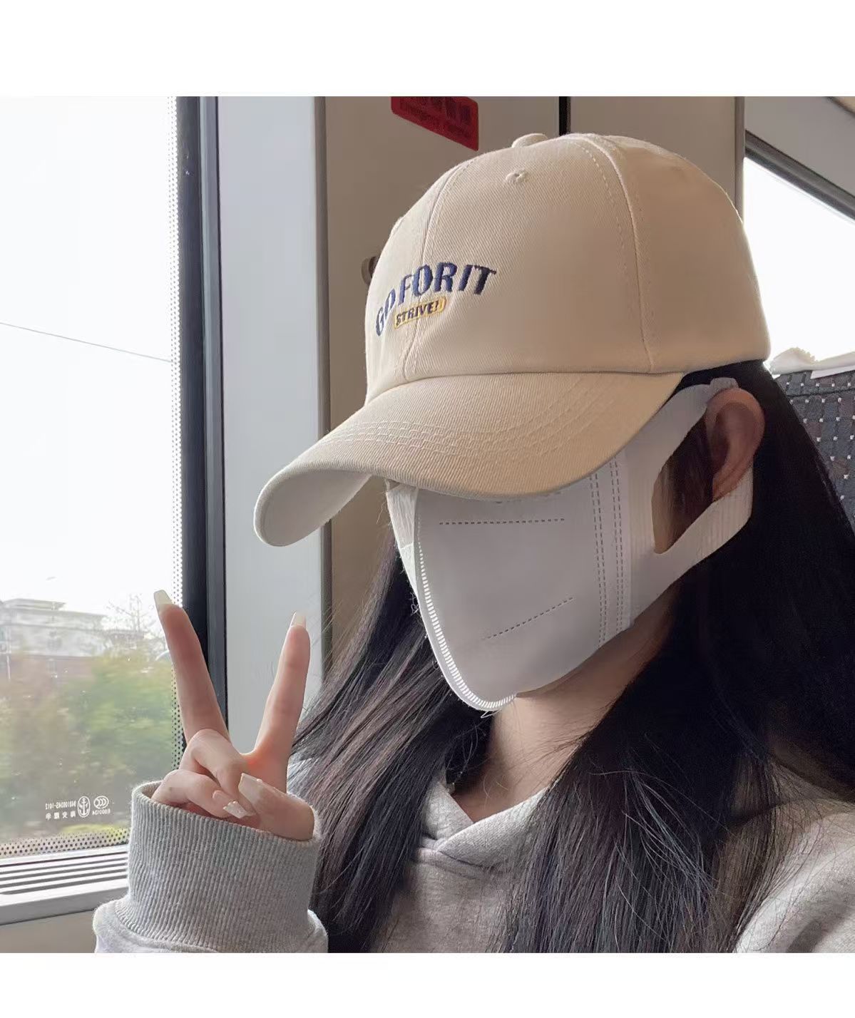 Large-headed baseball cap for women, widened in spring, summer and autumn with Korean letters, versatile and face-enhancing small outdoor sun protection baseball cap pic 3