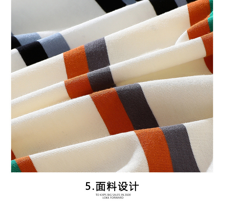 Short-sleeved men's summer streetwear, ins casual wear, loose clothing, pure cotton striped T-shirts, versatile men's T-shirts pic 45