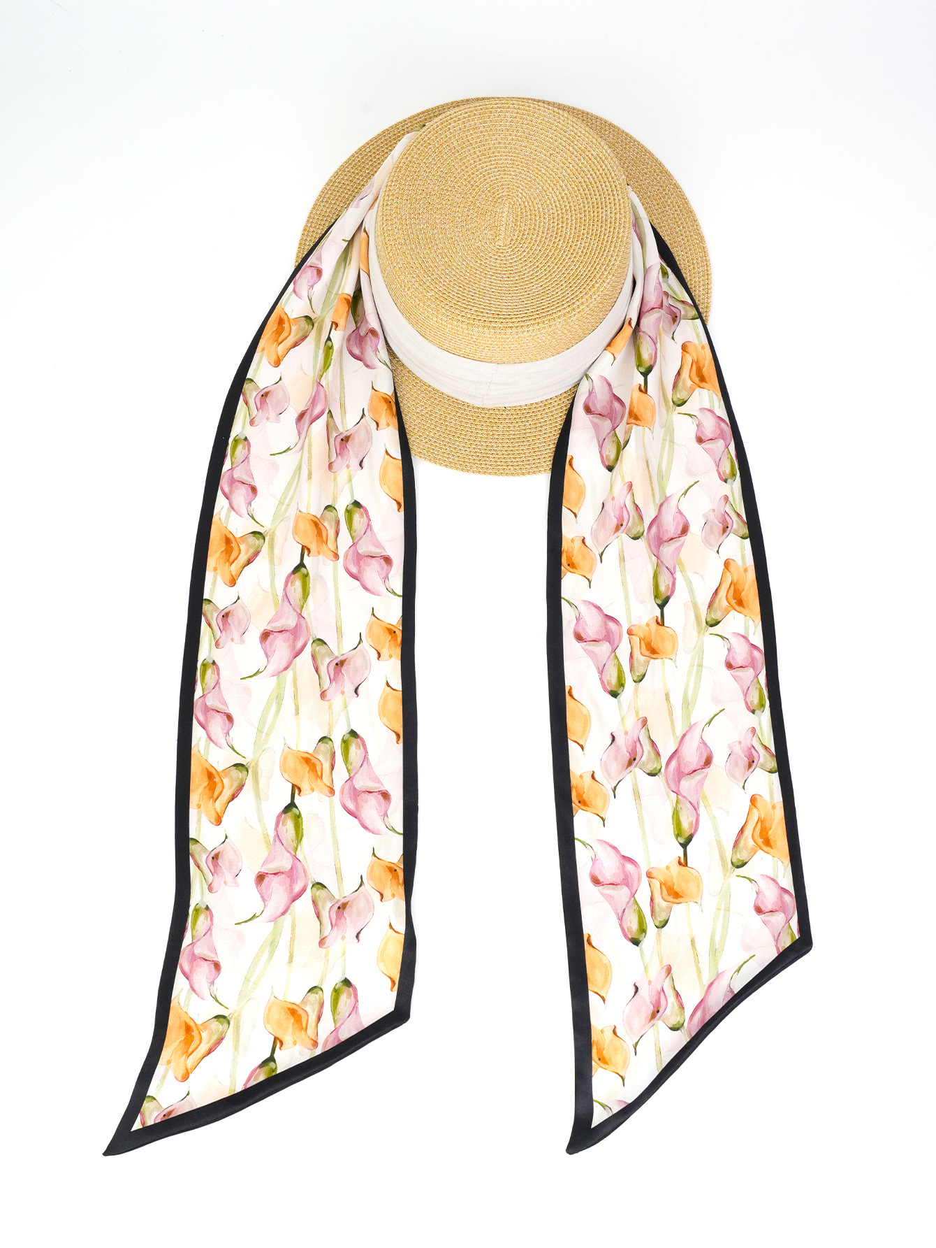 Factory direct sales of European and American printed long ribbon silk scarves, shawls and fashionable silk scarves for women pic 4