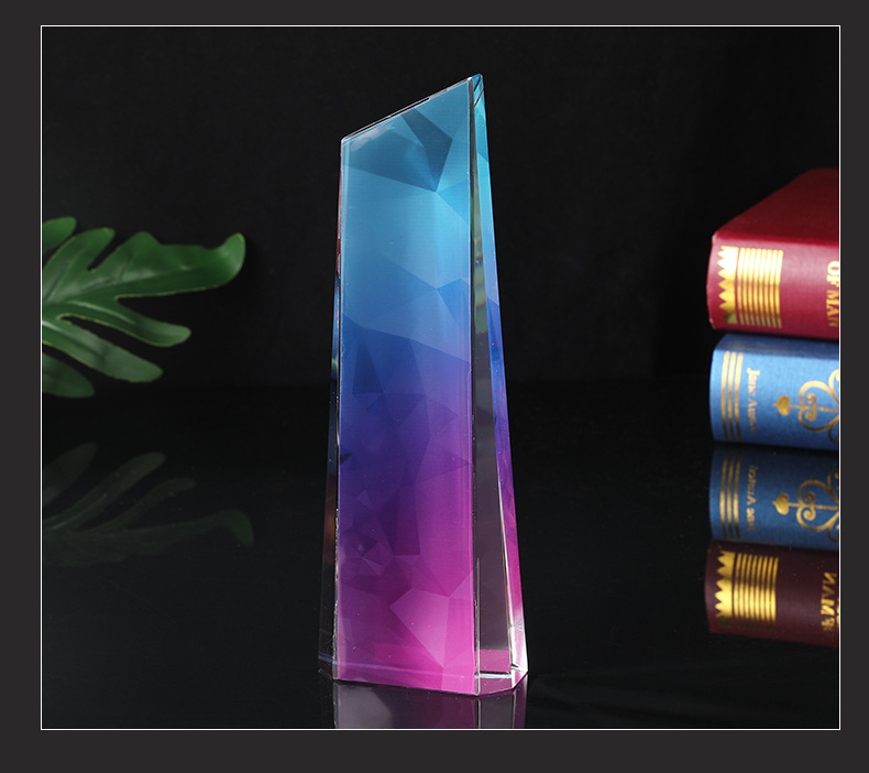 厂家创意简约彩印奖杯摆件舞蹈企业优秀员工获奖刻字水晶奖杯详情10