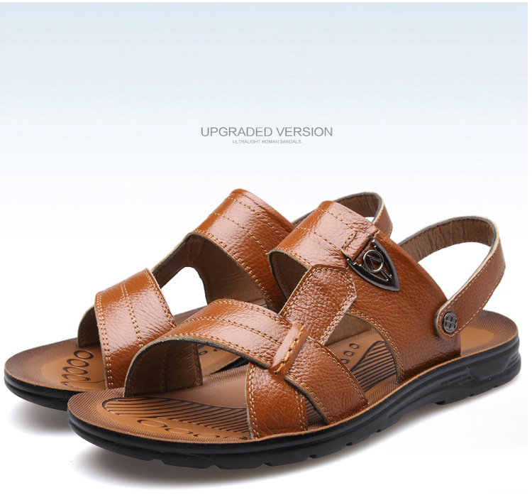 Verano tallas grandes al por mayor 45 46 47 48 49 50 tallas de playa de los hombres capa de piel de vaca sandalias zapatillas hombres pic 33