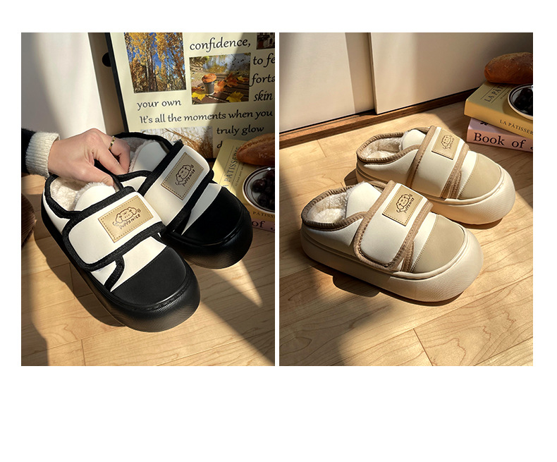 魔术贴棉拖鞋女士冬季2024新款室内家居厚底保暖加绒踩屎感棉拖女详情13