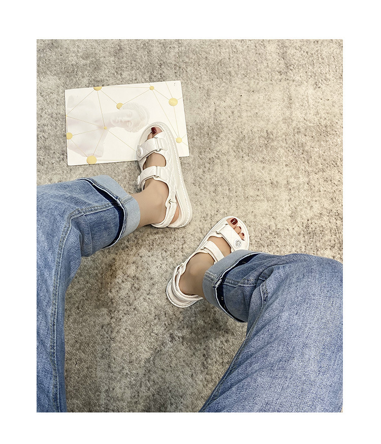 小香风凉鞋女2024新款仙女风真皮魔术贴夏新款百搭平底女鞋ins潮~详情12