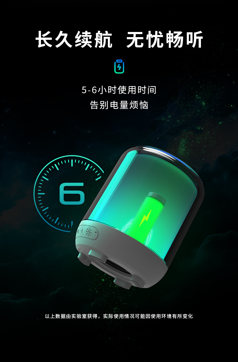 New glass Bluetooth speaker, colorful full-screen subwoofer, seven-color speaker, home surround transparent glass small speaker pic 9