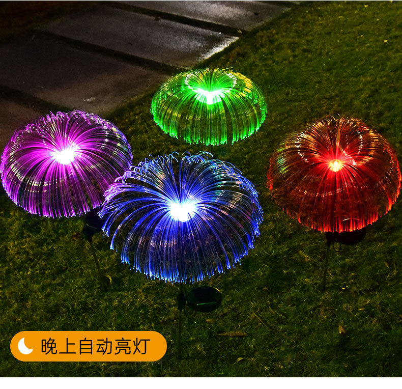 RGBled solar lights, courtyard decoration, seven-color optical fiber jellyfish lights, meteor shower atmosphere, festival lights pic 6
