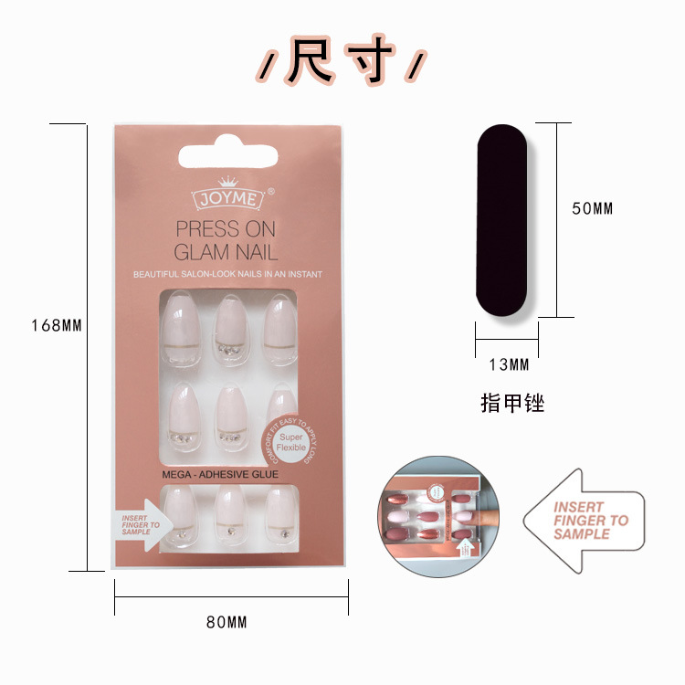 24 piezas acabadas uñas parches adhesivos adhesivos traseros transfronterizos europa y américa parches de uñas falsas bandas de diamantes nupcias uñas parches de uñas color de la piel rojo pic 28