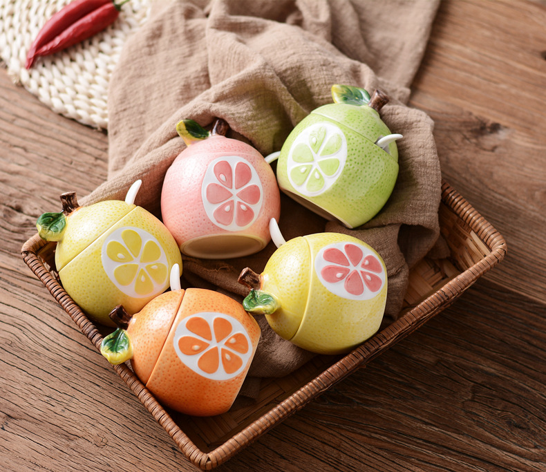 Creative Japanese kitchenware, orange ceramic seasoning bottles and jars, seasoning jars, seasoning boxes, spice jars, salt jars pic 38