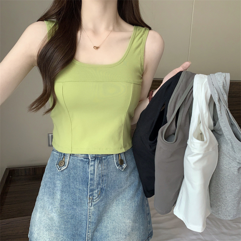 方领宽肩带背心内衣一体式外穿内搭透气舒适运动百搭美背抹胸女士详情1