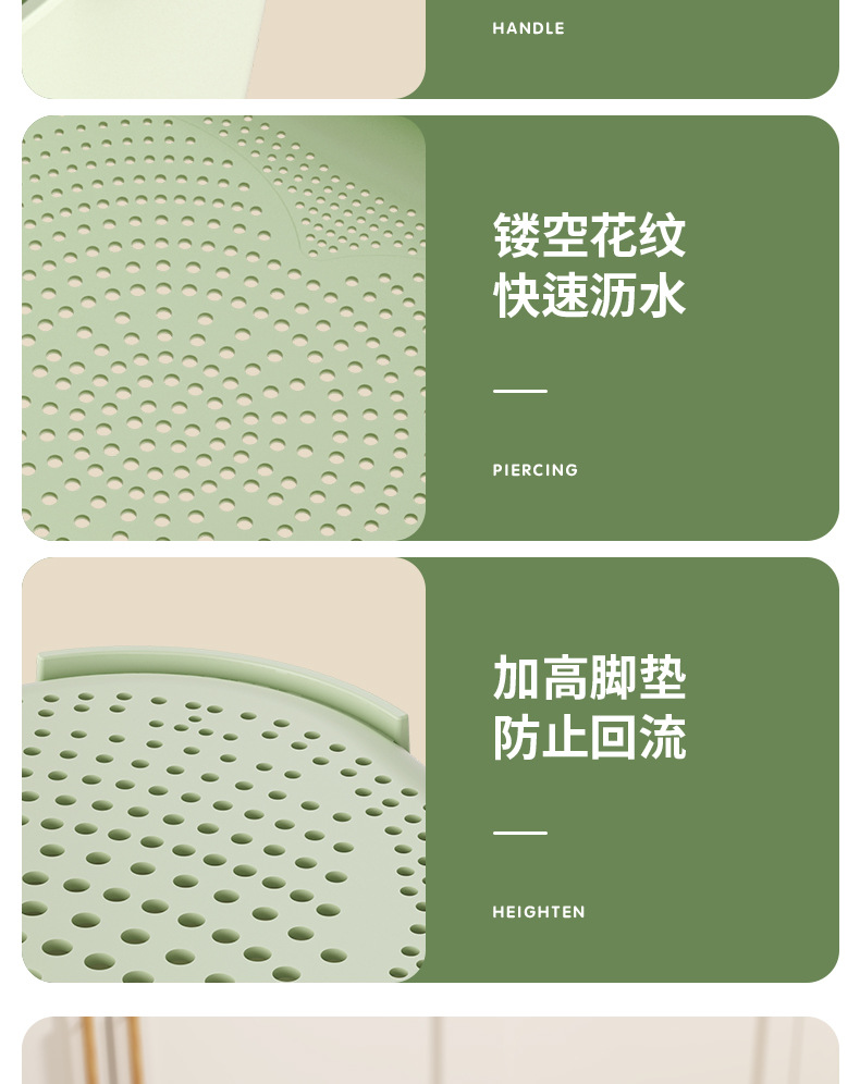 新款 沥水篮双层加厚透明洗菜盆厨房家用客厅多功能洗水果蔬菜篮详情20