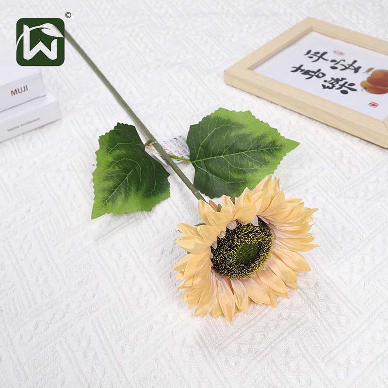 【】 New faux flower single sunflower, retro oil painting sunflower, home living room decoration, suitable for photography pic 22
