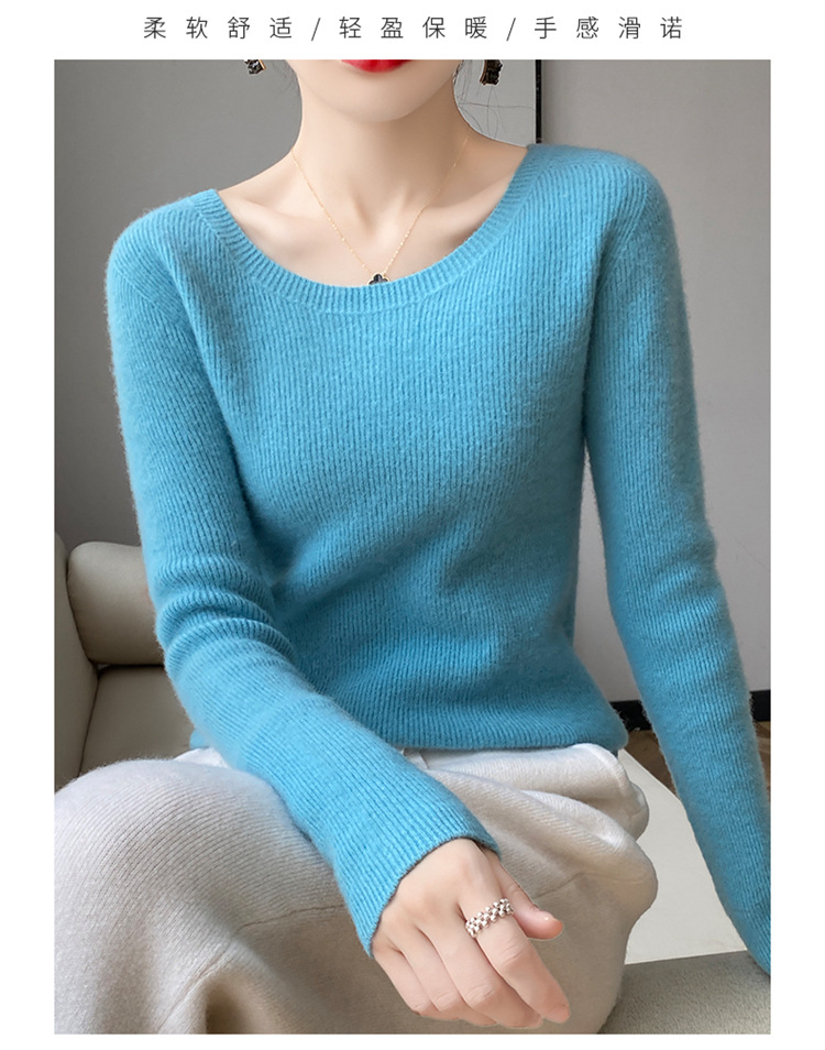 A seamless 100 pure wool sweater for women with a V-neck, slimming and form-fitting look. Pair it with a cashmere base knitted sweater for winter pic 41