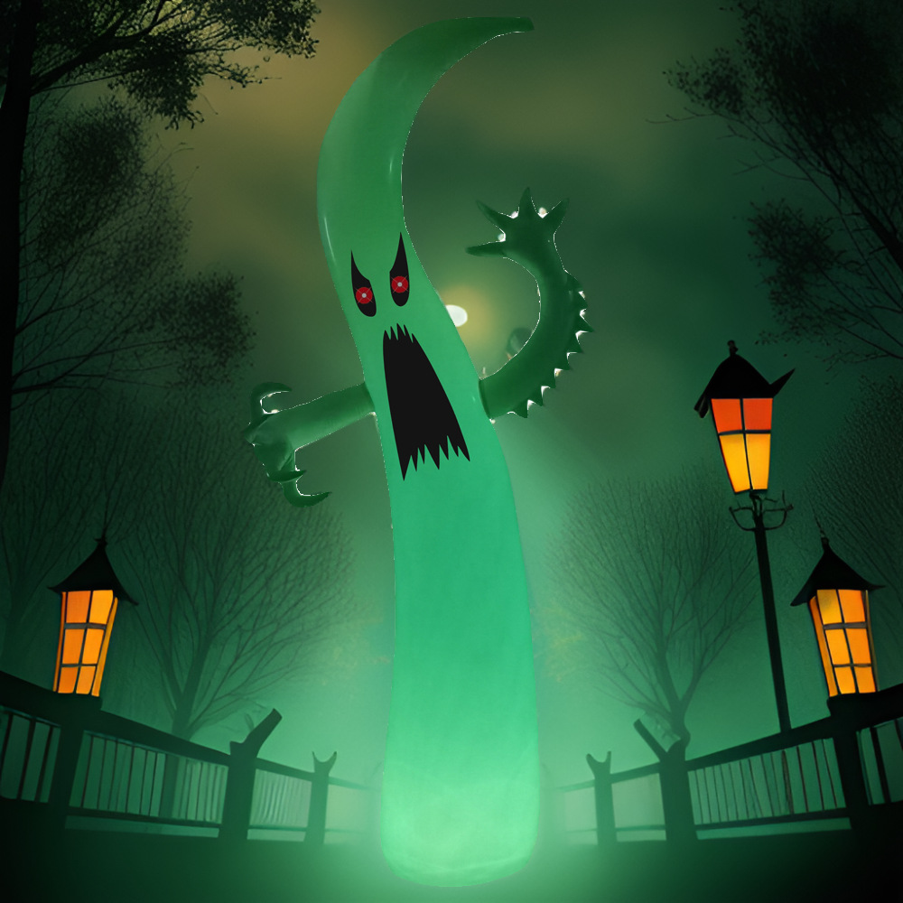 跨境新品PVC万圣节白鬼幽灵LED发光充气气模户外庭院草坪装饰道具详情9