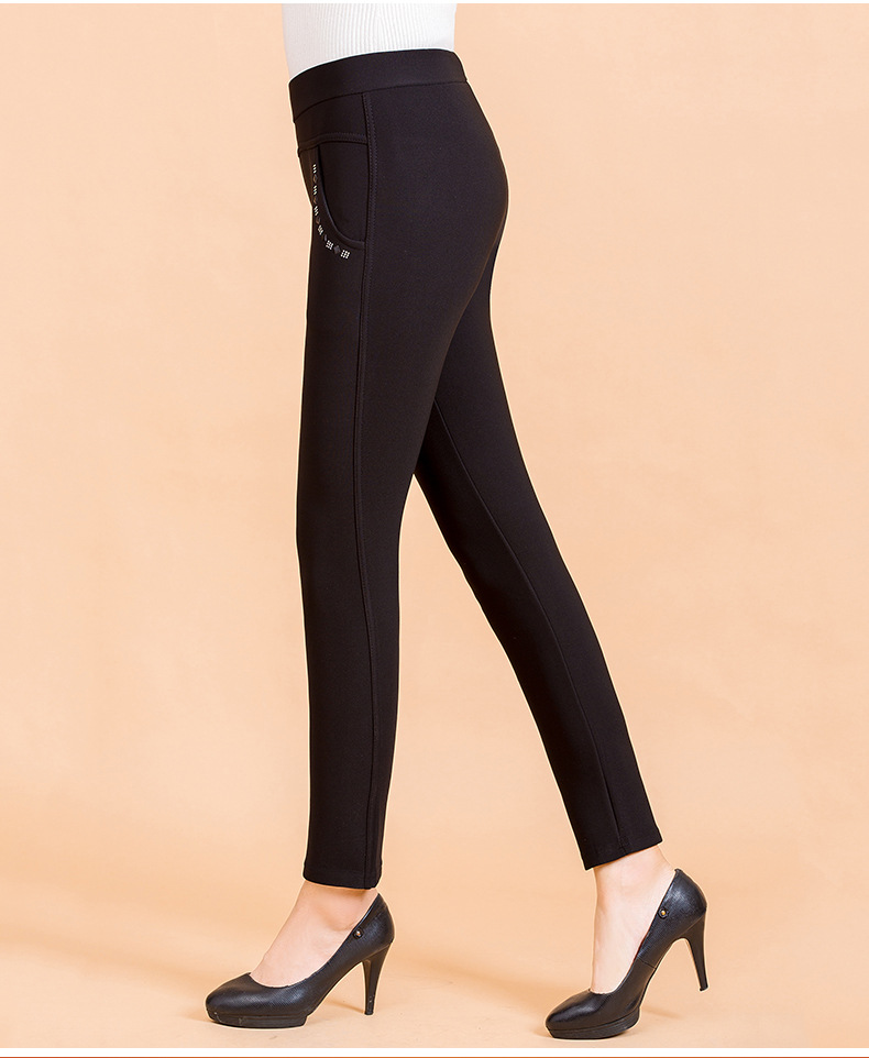 2020 New style of casual pants for middle-aged and elderly women, fleece and thickened warm long pants, large-sized mom pants for winter pic 4