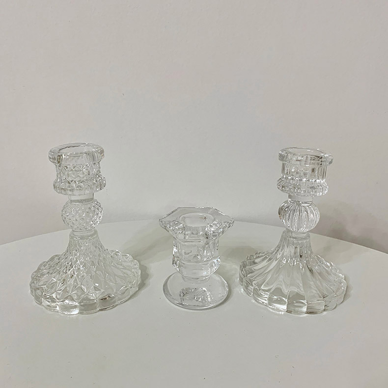 European-style ins crystal relief glass candlesticks, simple and creative home decoration items, scented candles, candlestick decoration wholesale pic 7