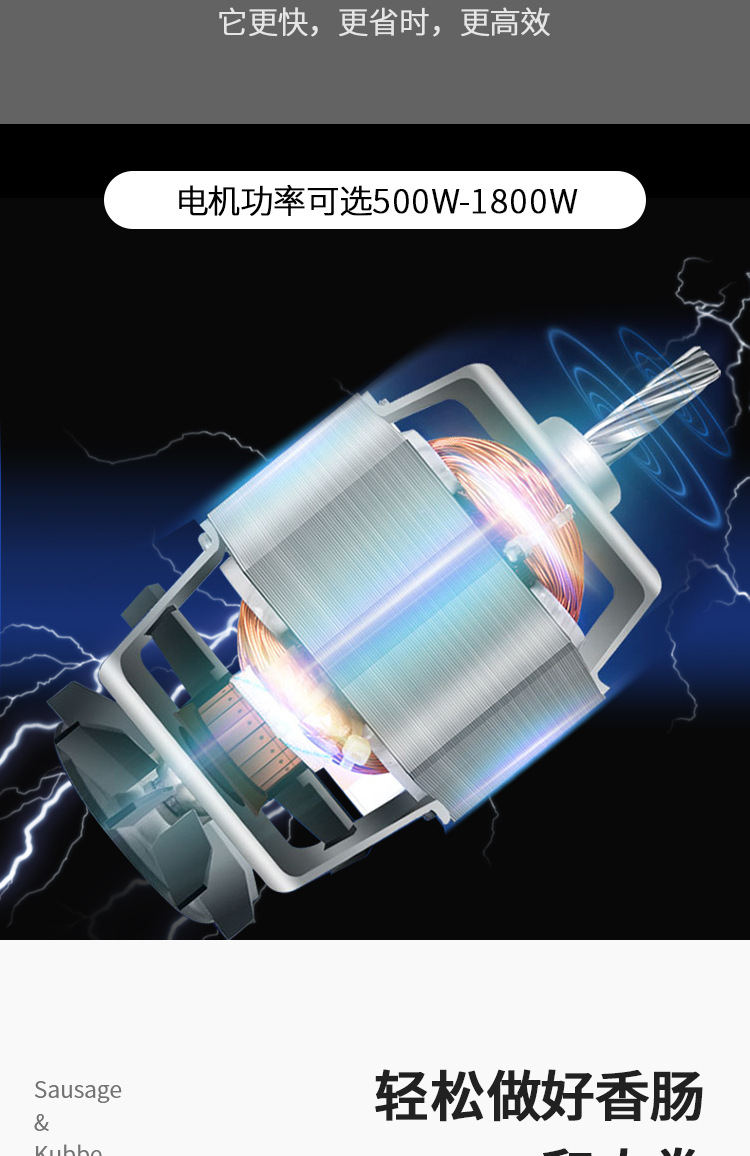 跨境绞肉机多功能家用电动灌肠机全自动不锈钢绞肉详情6