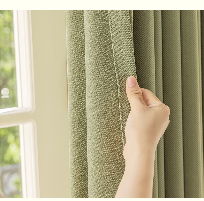 The new Chenier herringbone high-temperature set curtain is a modern, simple and light luxury product for light-blocking curtains in living rooms and bedrooms pic 13