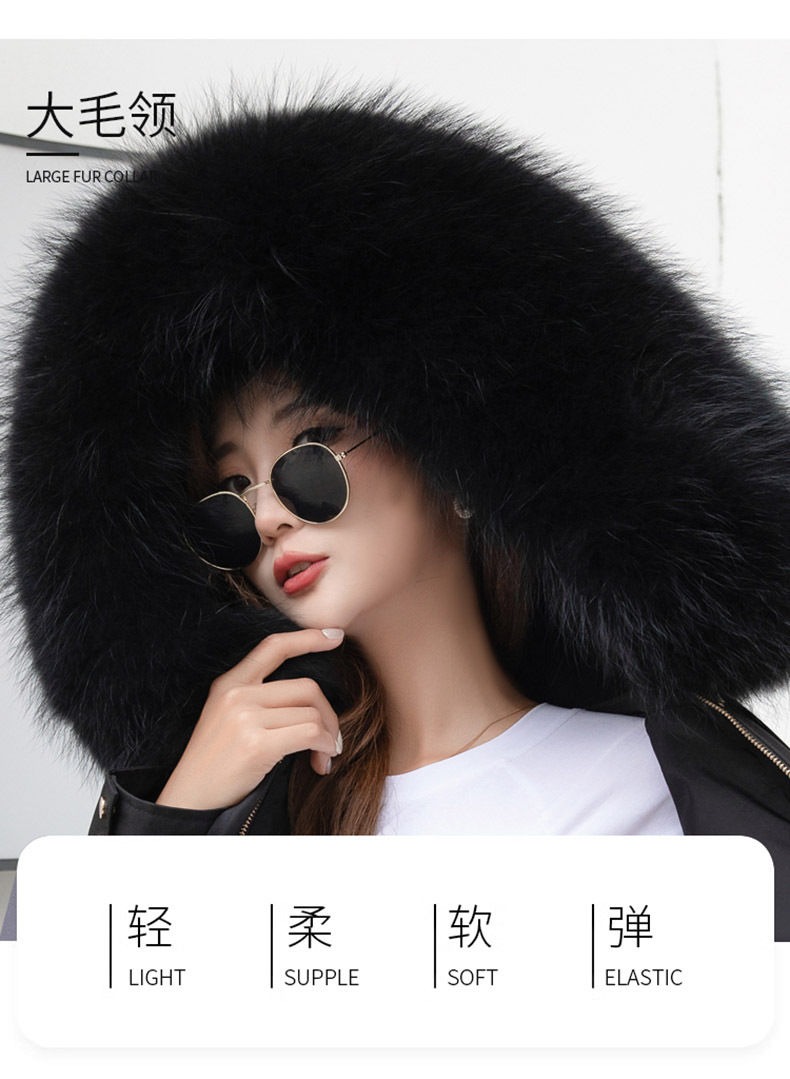 The real photographer overcomes the short and petite girl with a detachable inner liner made of rex rabbit fur 貉子 fur collar haining fur coat for winter pic 5