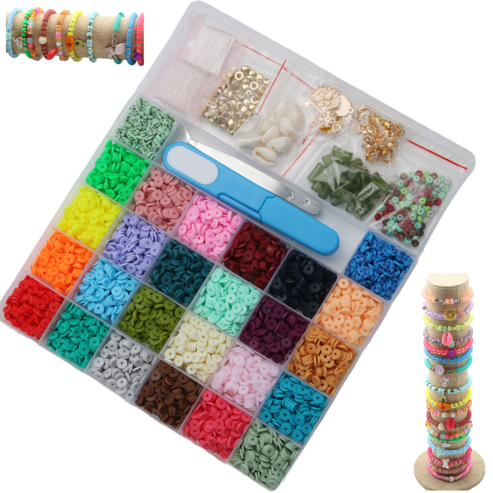 跨境软陶片盒子黏土软陶片间隔珠 弹力线DIY手工饰品软陶套片盒装详情1