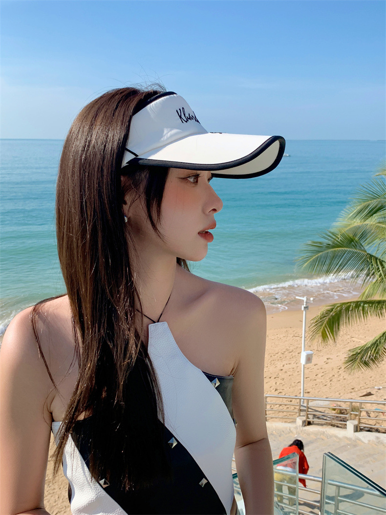 帽子女士夏季空顶uv防晒帽大檐遮脸鸭舌防紫外线遮阳帽骑车太阳帽详情4