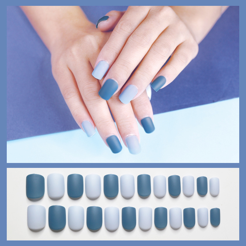 Short square-headed false nail patches for autumn and winter color contrast wearing nails, maple leaf red and dark green mixed monochrome nail art products pic 38
