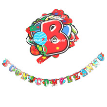 新款批发镭射烫金生日彩旗 纸质生日横幅 派对装饰挂条批发详情7