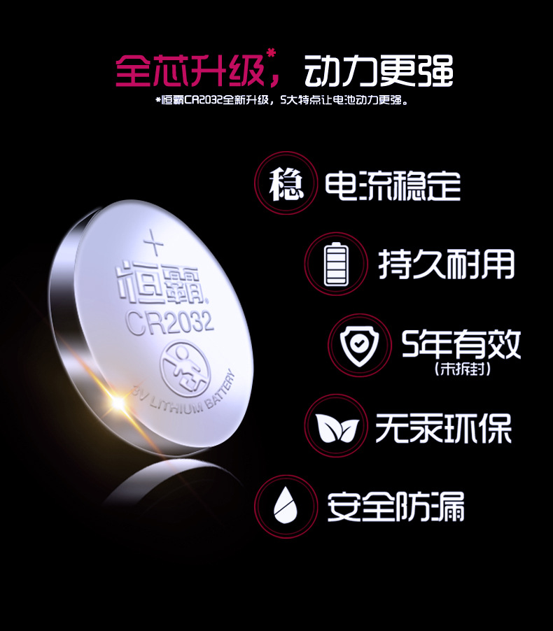 Hengba CR2032, CR2025, CR2016 card-mounted button battery car key battery CR battery pic 4