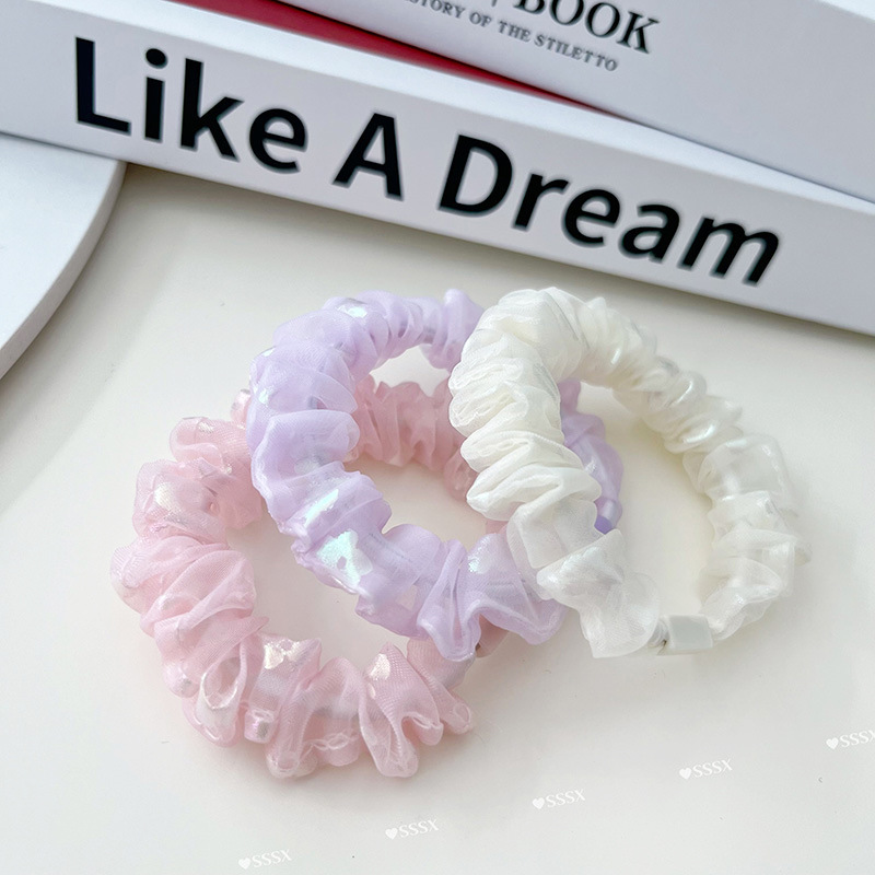印花小肠发圈高级感少女马尾皮筋超仙网纱头绳清新糖果色发绳森系详情5