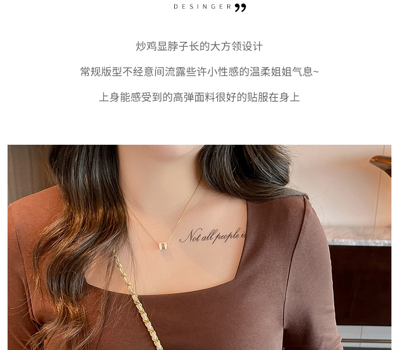 大码女装早秋高级感上衣正肩t恤女纯棉打底衫内搭长袖上衣可外穿详情3