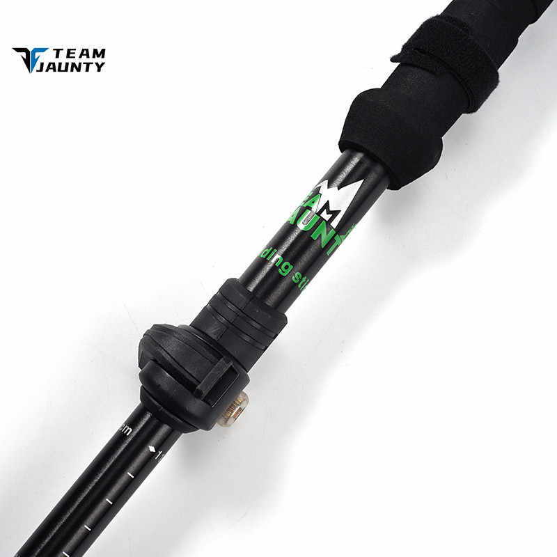 Cross-border best-selling high-strength four-section telescopic folding short trekking poles EVA outdoor straight-handled poles with storage bags in stock pic 11
