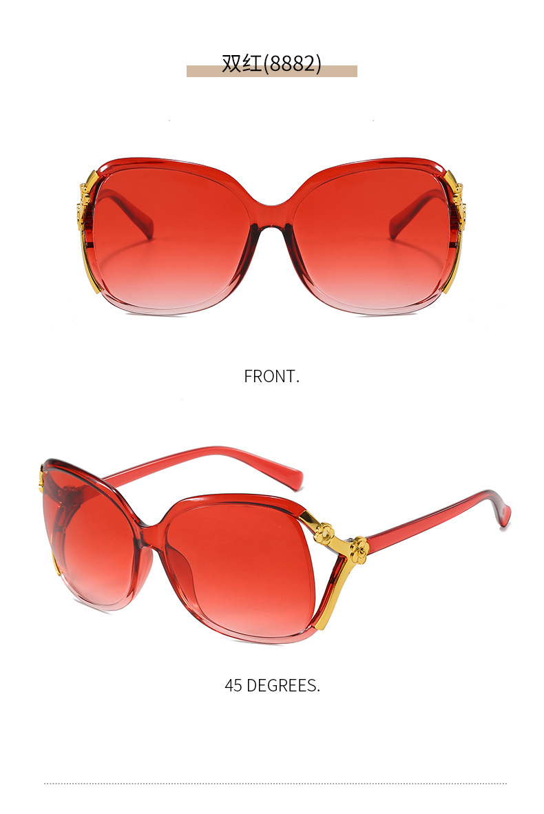 Wholesale of classic large-frame sunglasses for women with fox heads, fashionable camellia sunglasses for middle-aged and elderly people pic 13
