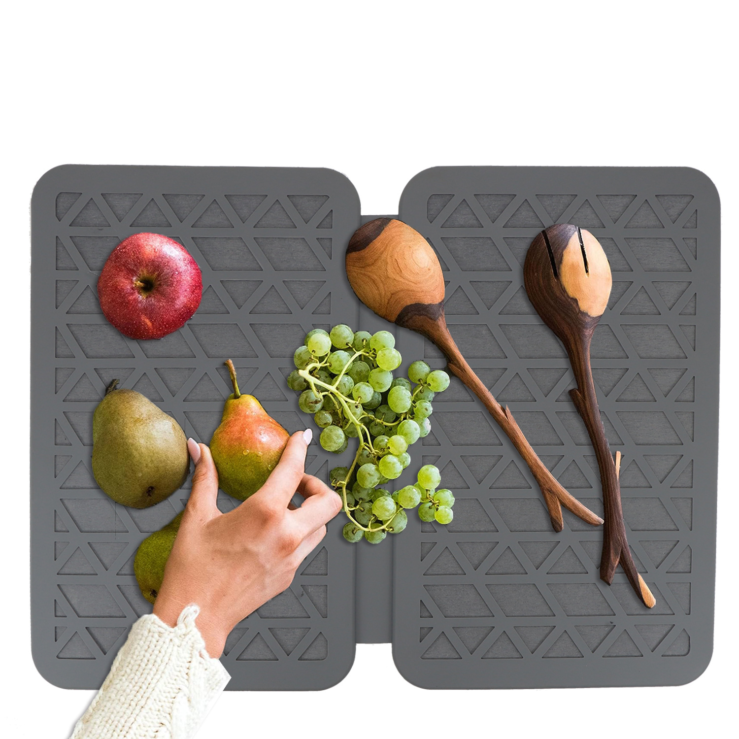 HYTSOW/ Huiyuan kitchen drying mat: Modern, fashionable, creative, simple and elegant, high-end dining mat, square silicone draining mat, diatomite quick-drying, gray diatom mud absorbent mat pic 17