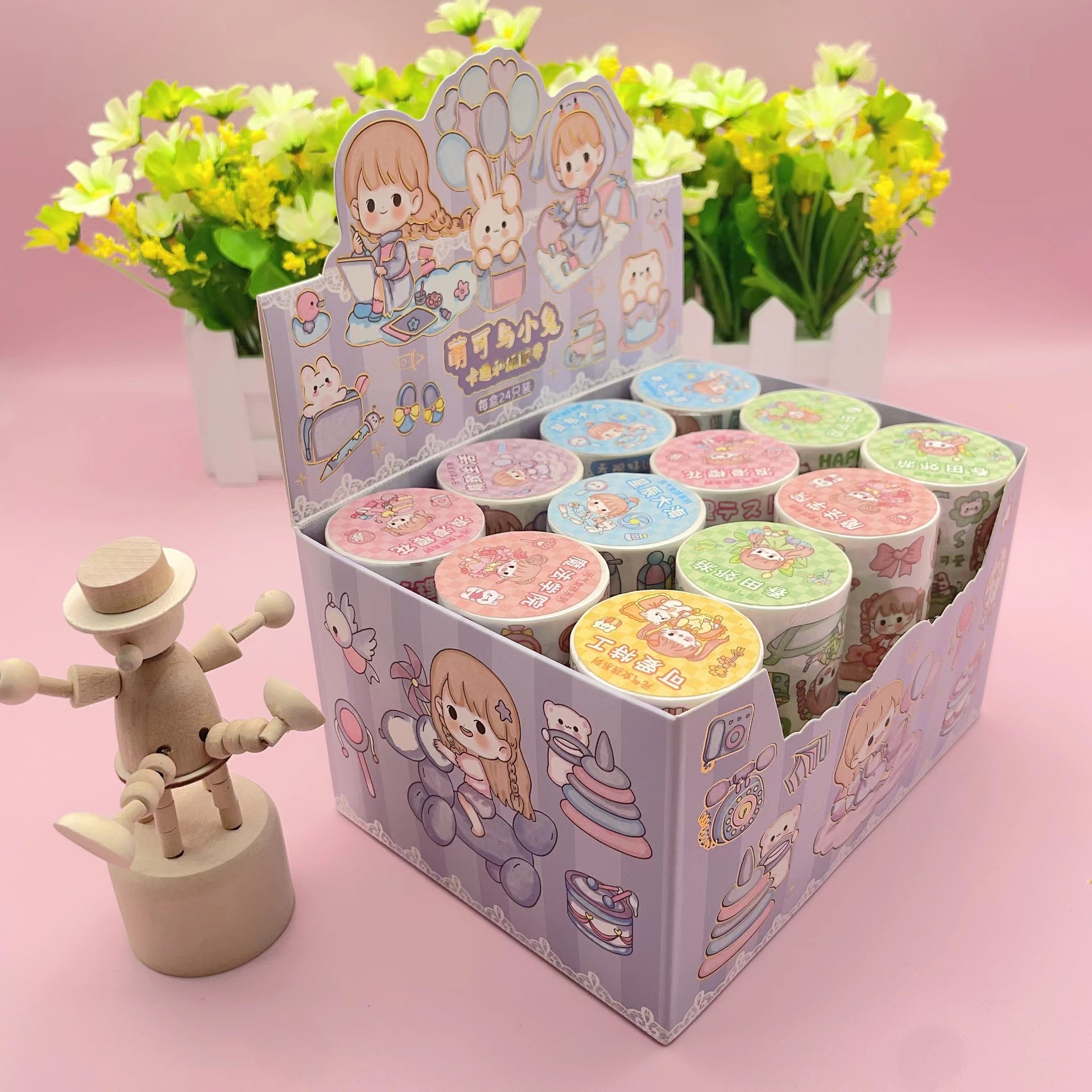 厂家直销卡通人物可爱少女手账素材贴纸ins日记装饰和纸胶带批发详情8