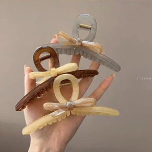 公主高级感大号发抓盘发蝴蝶结抓夹鲨鱼夹后脑勺发夹布艺发饰头饰详情9