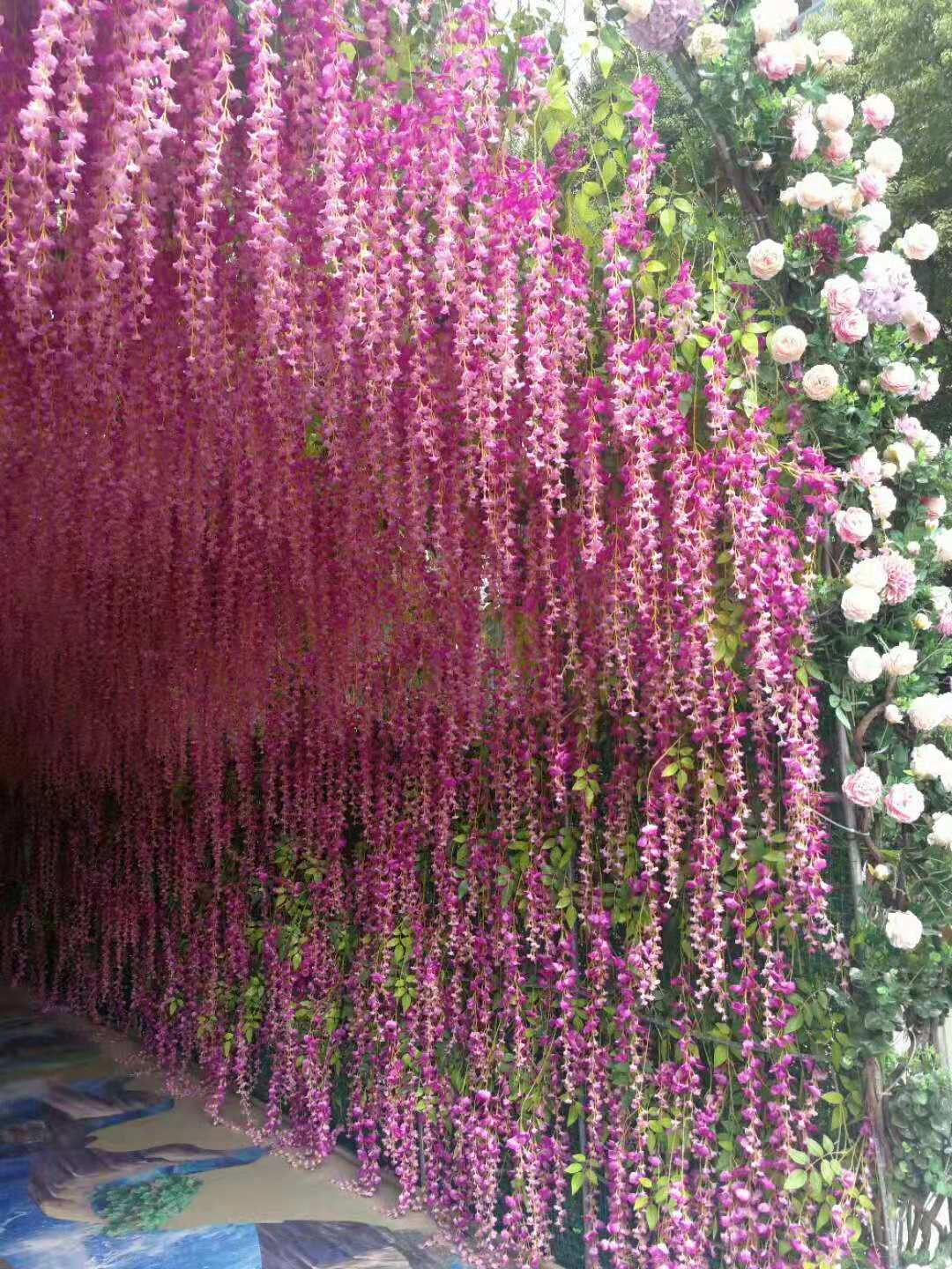 110CM simulated wisteria flower, simulated bean flower branch, bean flower strip, simulated wisteria hanging, simulated bean flower branch, wisteria strip pic 23