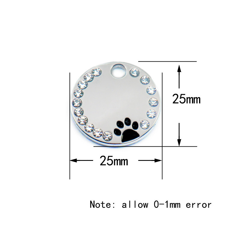Pet accessories: Multi-color oil drip, foot print, pet dog tag, outdoor anti-loss engraved with diamond cat necklace pendant pic 1
